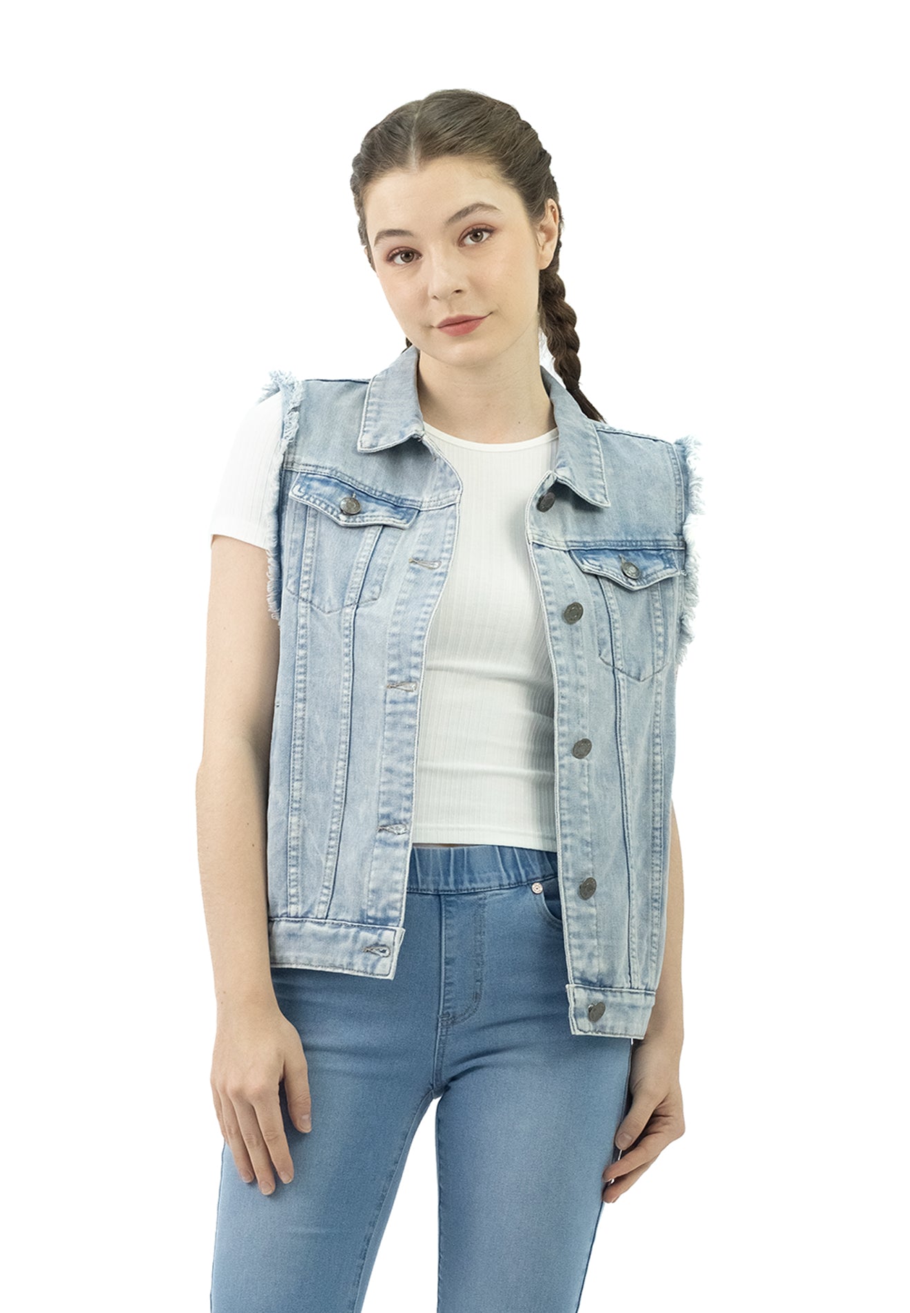 Frayed shop denim vest