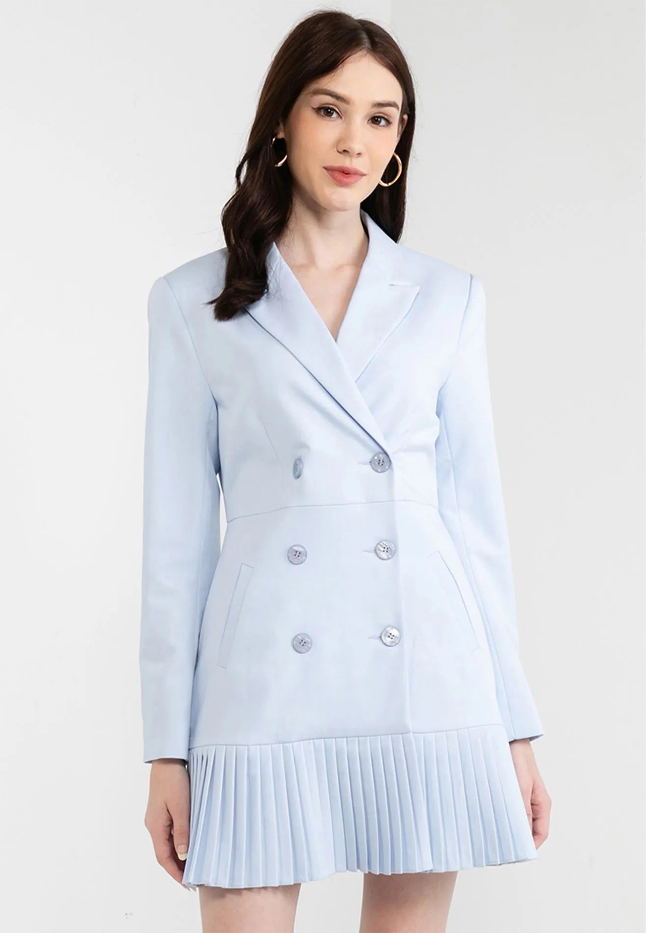 Double Breasted Pleated Suit Dress