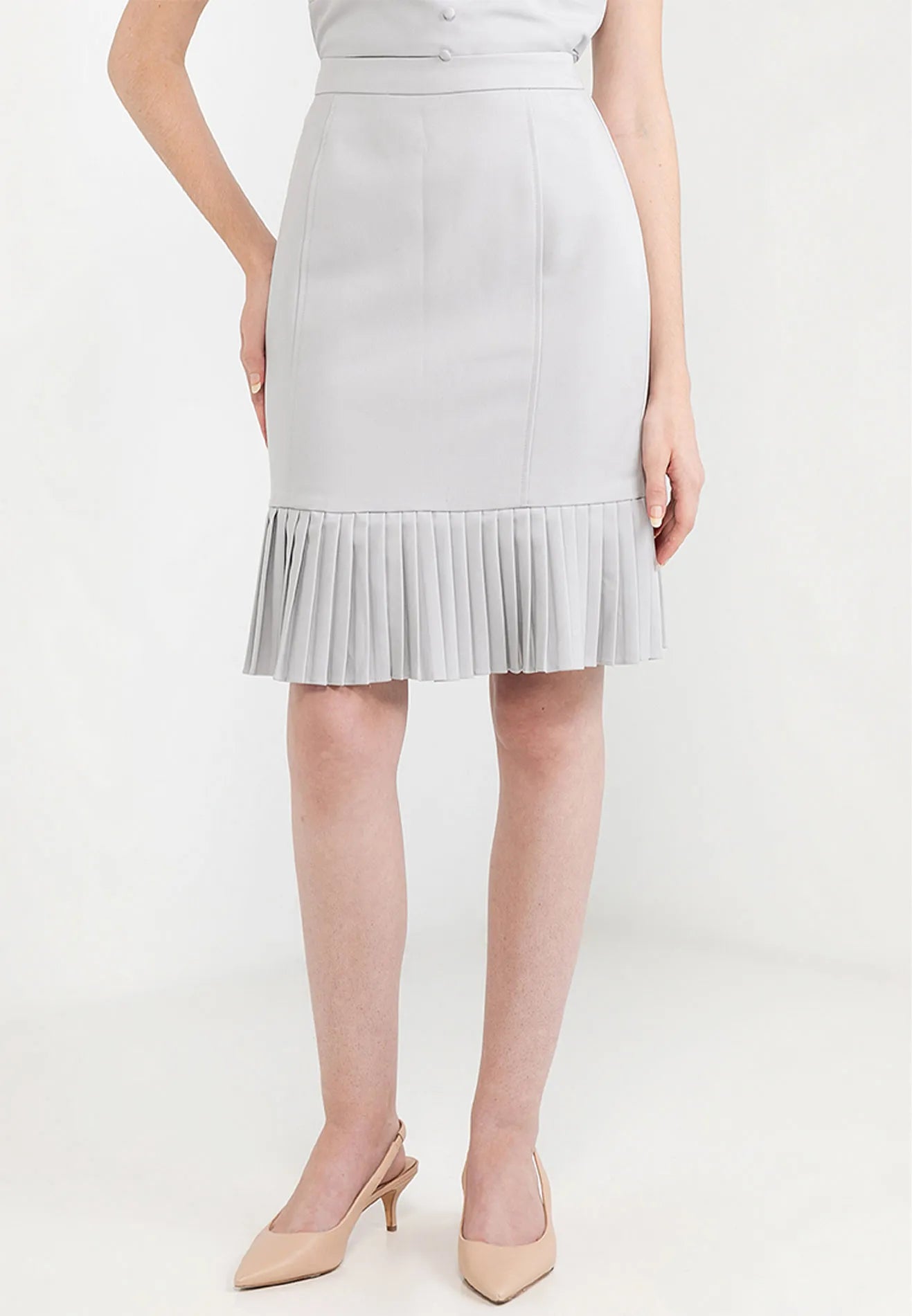 Pleated Hemline Pencil Skirt