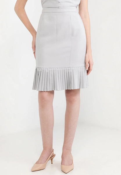 Pleated Hemline Pencil Skirt