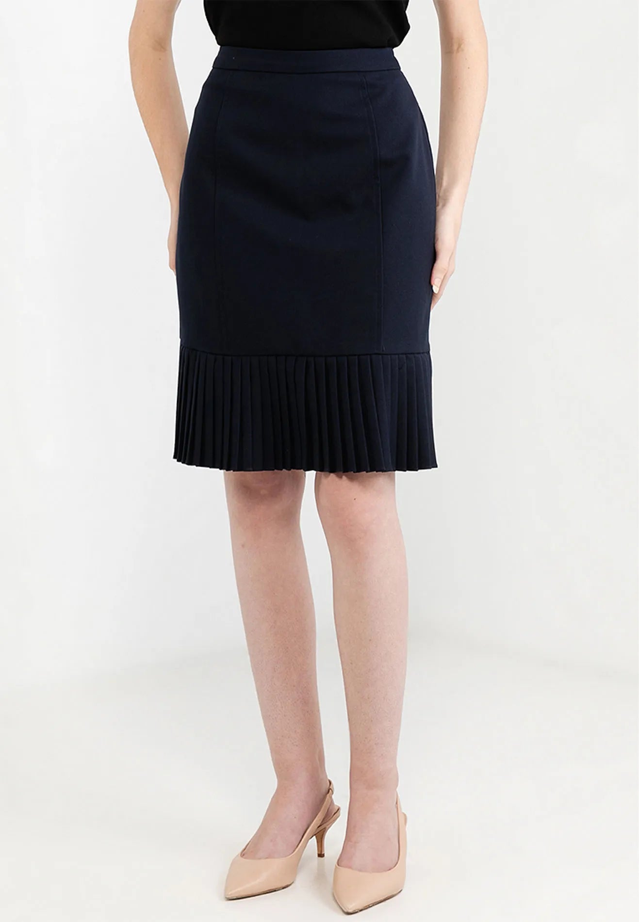 Pleated Hemline Pencil Skirt