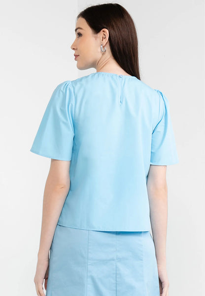 Pleated Short Sleeves Top