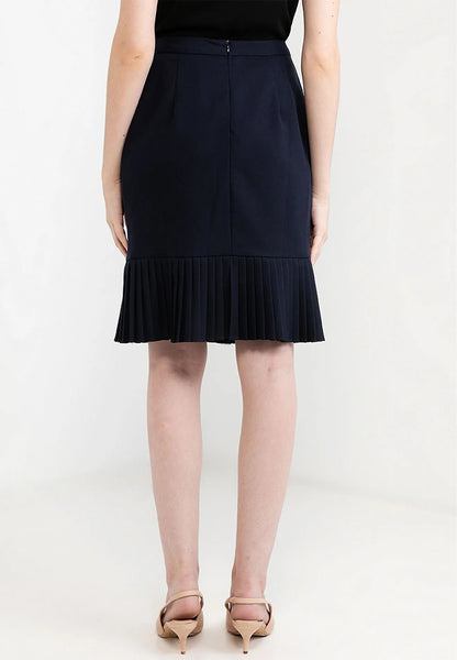 Pleated Hemline Pencil Skirt