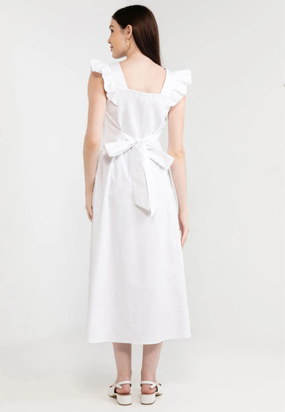 Ruffle Sleeves Front Tie Bow Maxi Dress