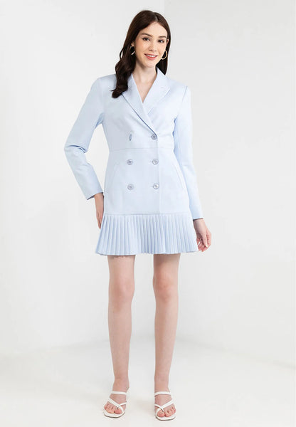 Double Breasted Pleated Suit Dress