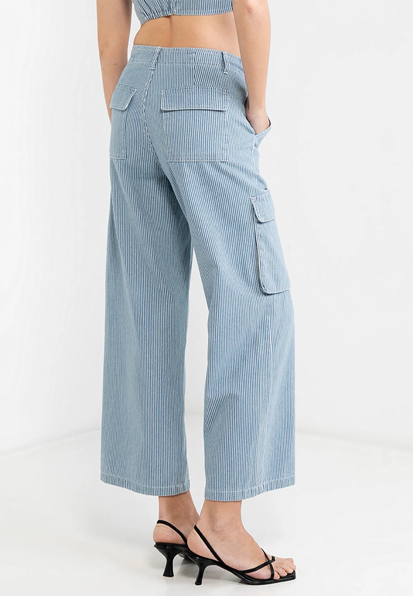 Hickory Striped Wide Leg Jeans