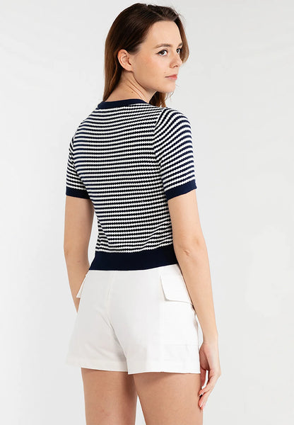 Pinstripe Contrast Knitted Top