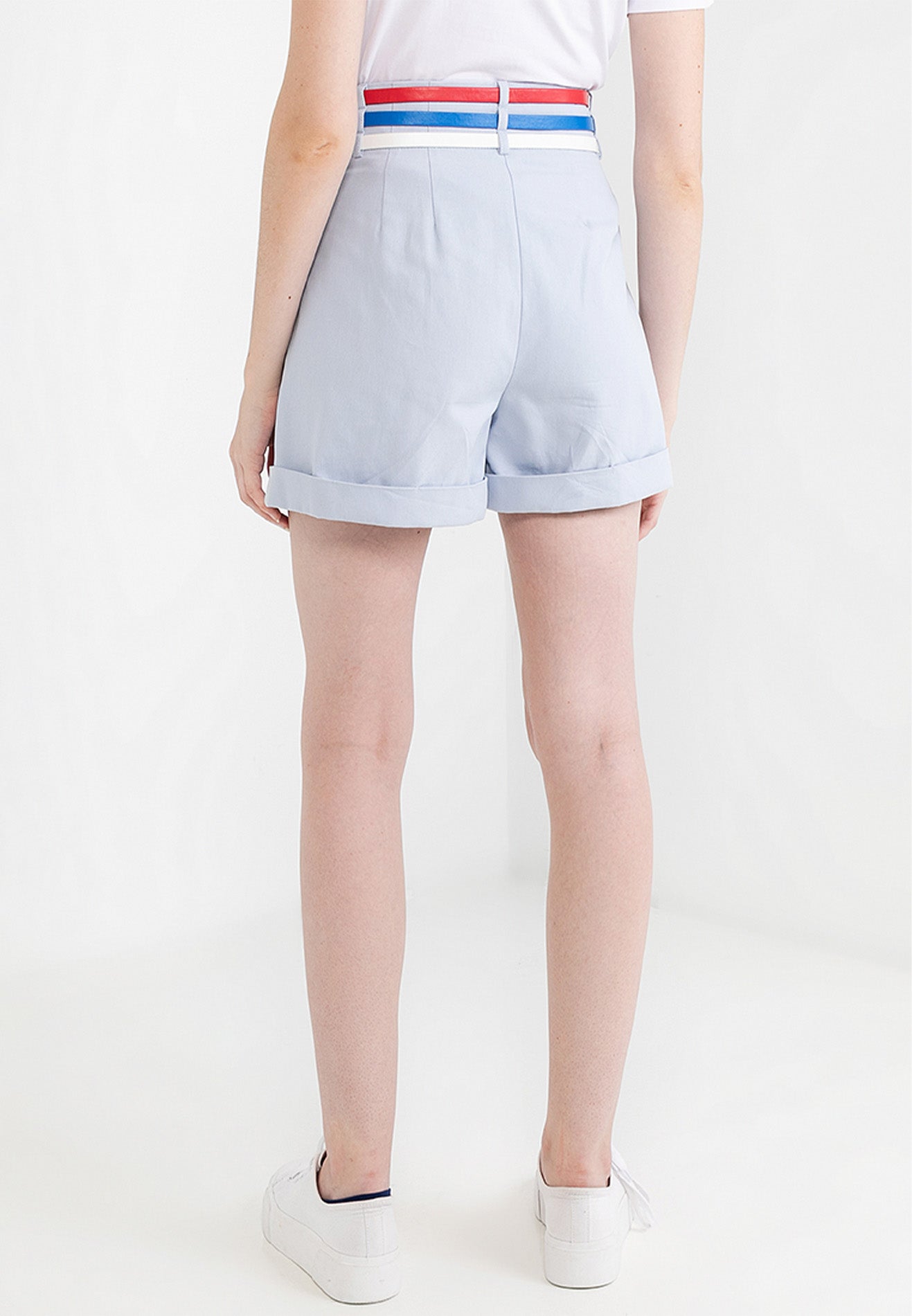 Be Paris Collection: Triple Belt Pocket Pleated Shorts