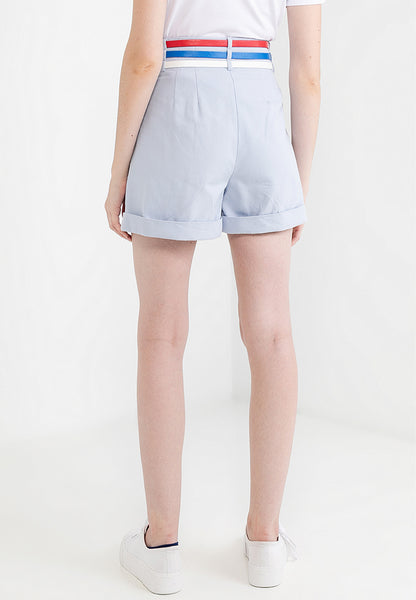 Be Paris Collection: Triple Belt Pocket Pleated Shorts