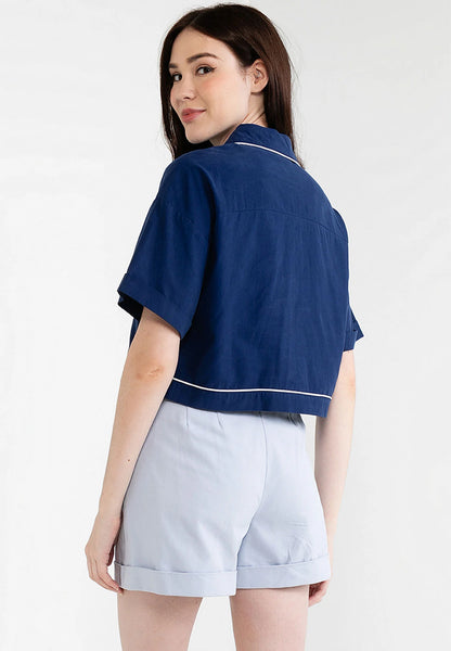 Be Paris Collection: Button Front Cropped Shirt