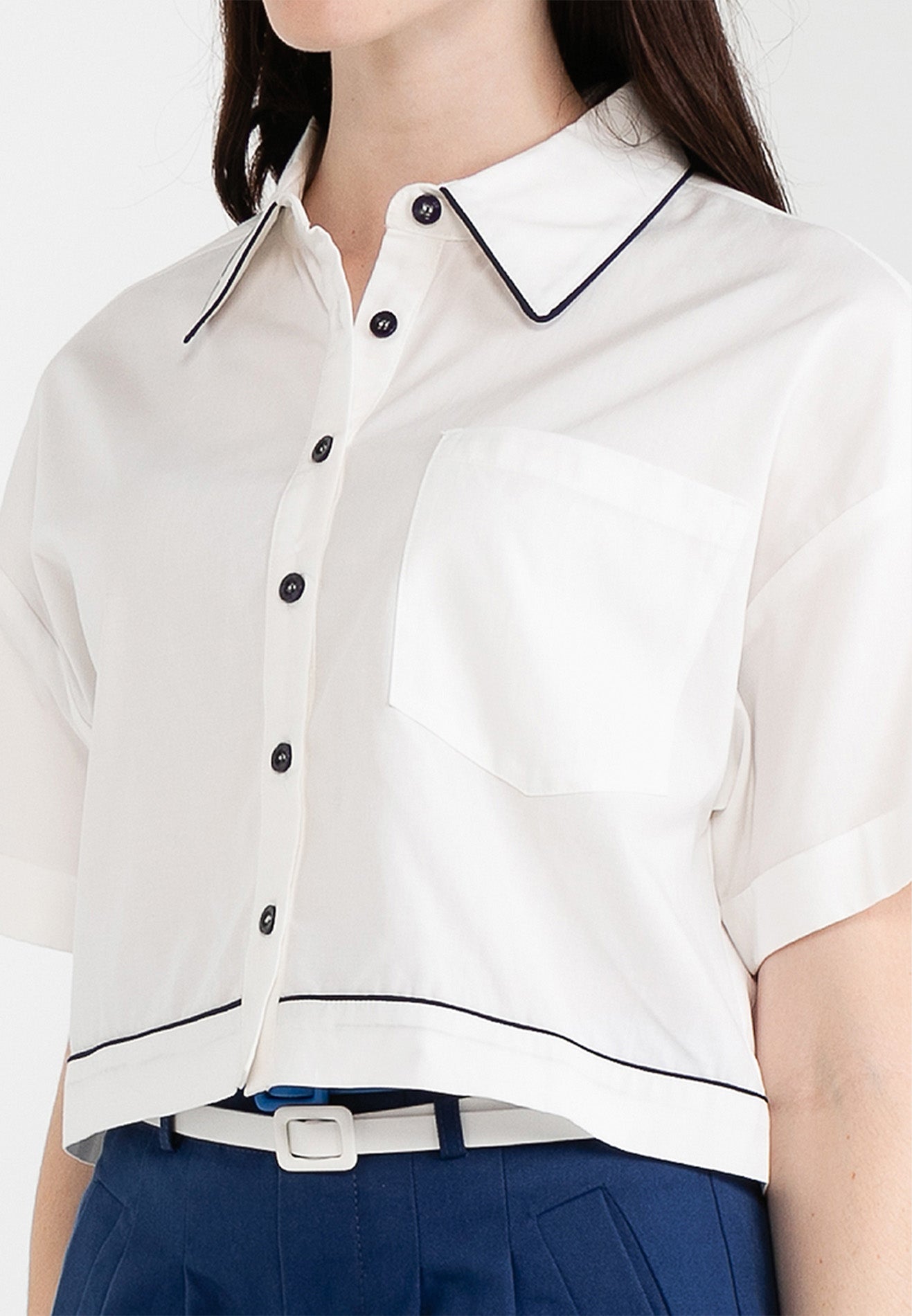 Be Paris Collection: Button Front Cropped Shirt