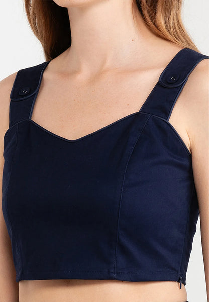 Plain Sweetheart Neck Cropped Top