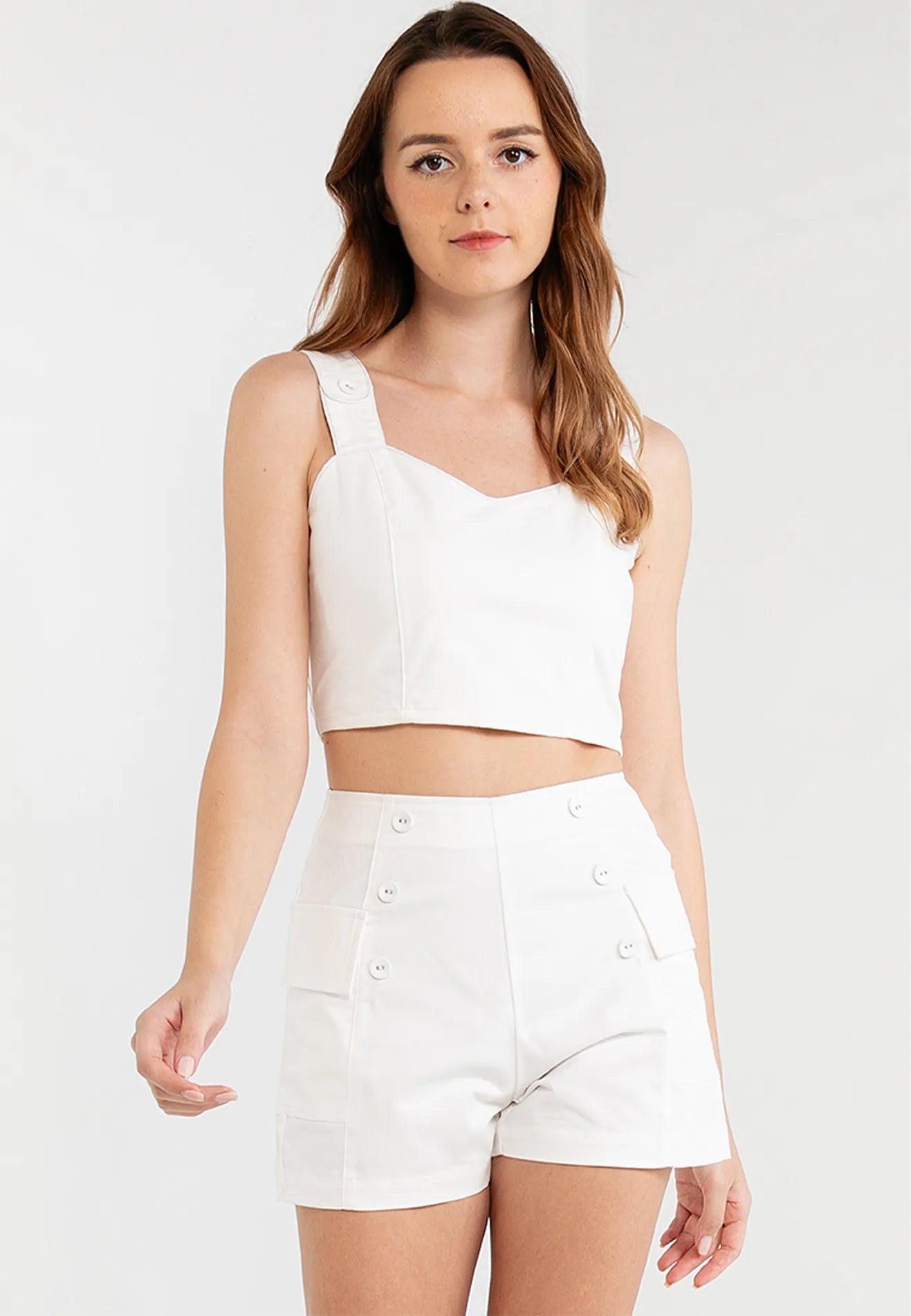 Plain Sweetheart Neck Cropped Top