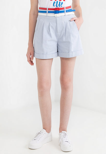 Be Paris Collection: Triple Belt Pocket Pleated Shorts