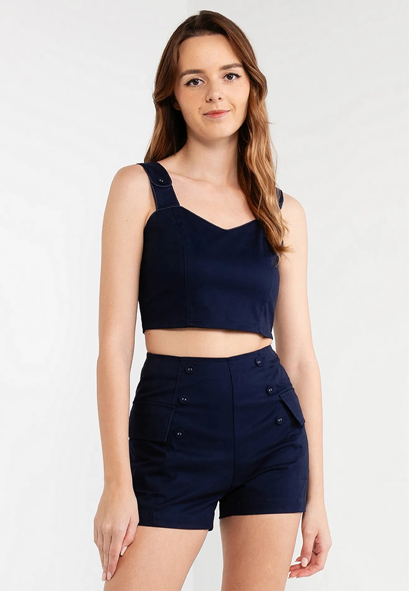 Plain Sweetheart Neck Cropped Top