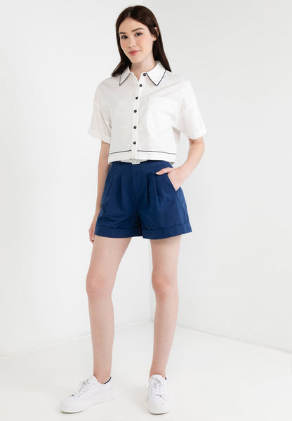 Be Paris Collection: Triple Belt Pocket Pleated Shorts