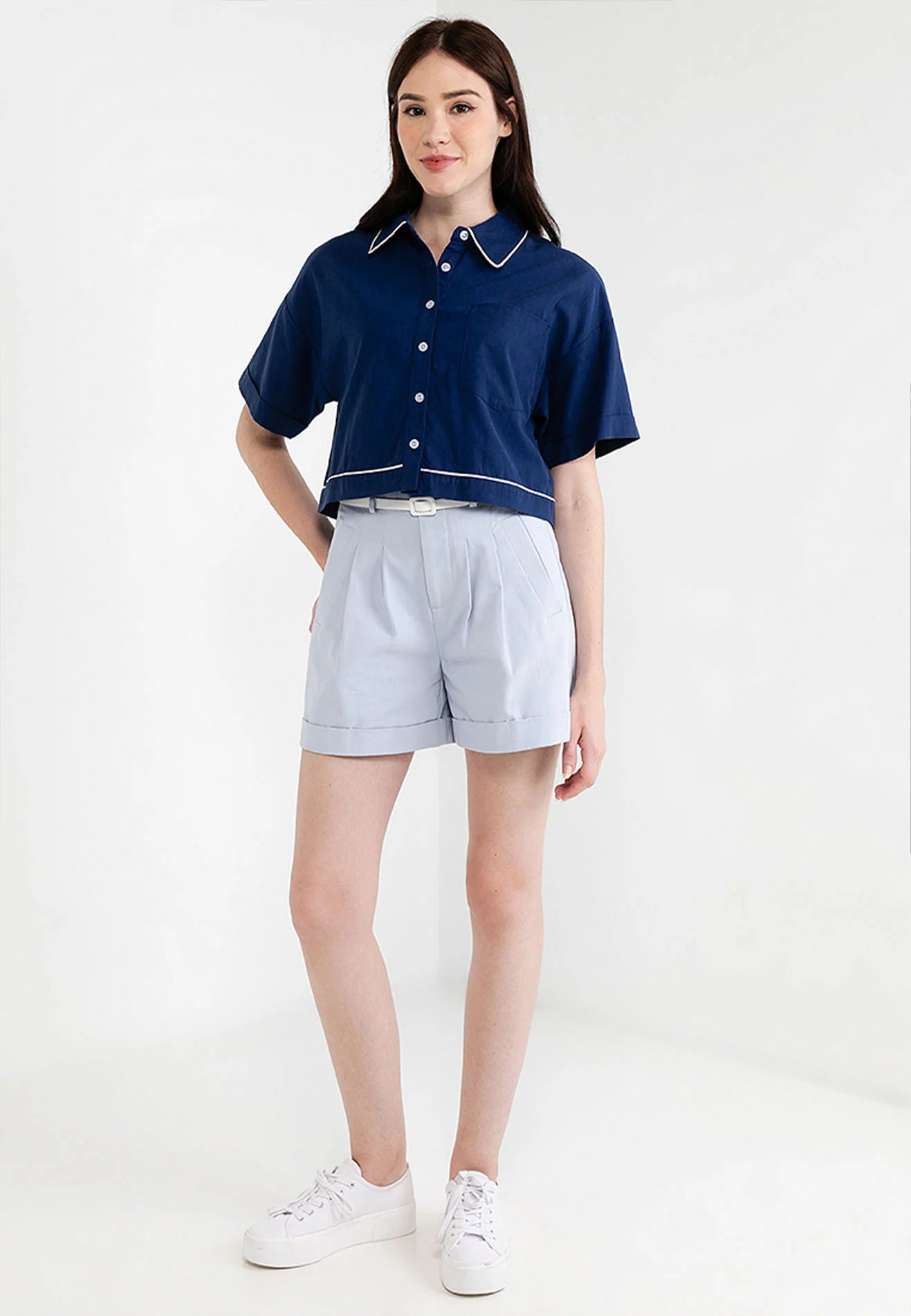 Be Paris Collection: Button Front Cropped Shirt