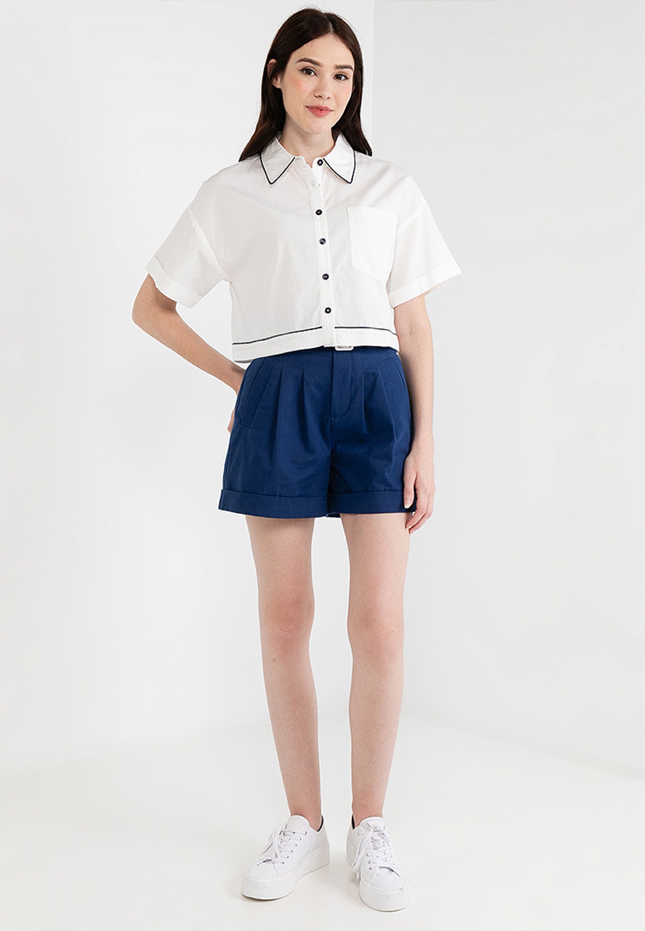 Be Paris Collection: Button Front Cropped Shirt