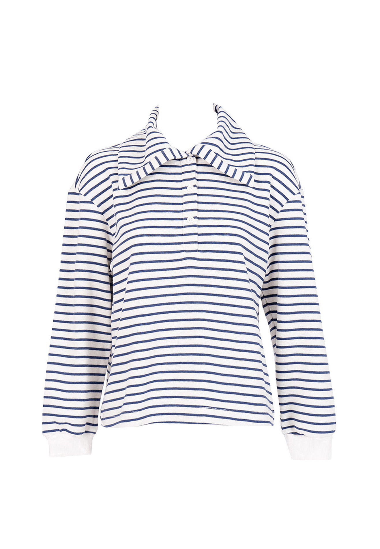 Oversized Atlantic Striped Buttoned Knit Top