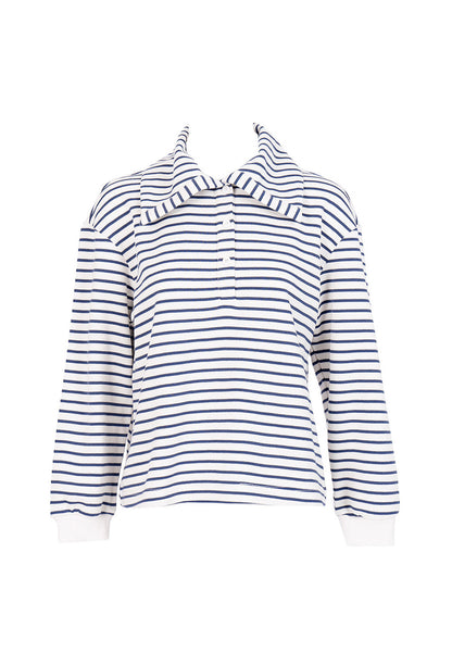 Oversized Atlantic Striped Buttoned Knit Top