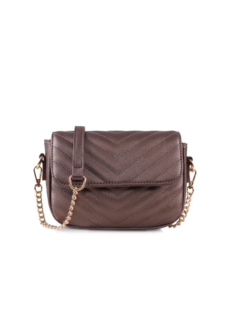 VOIR Signature Soft Chevron Leather Sling Bag