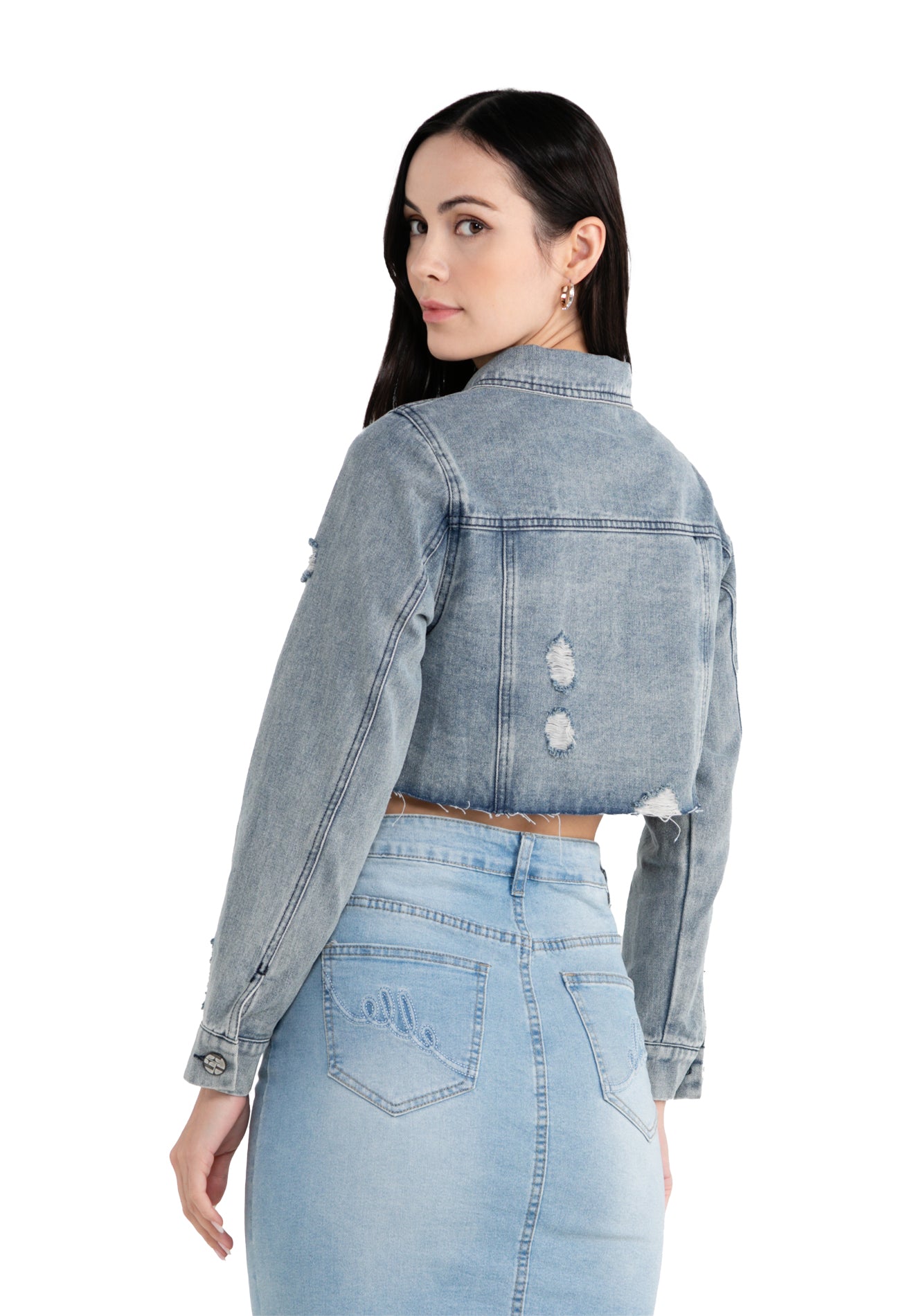 Ripped cropped sales jean jacket