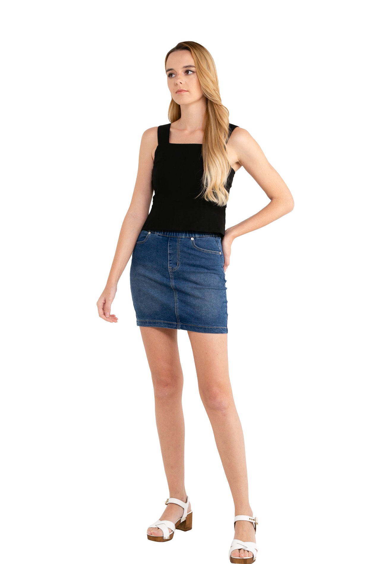 Blue jean shop skirt elastic waist